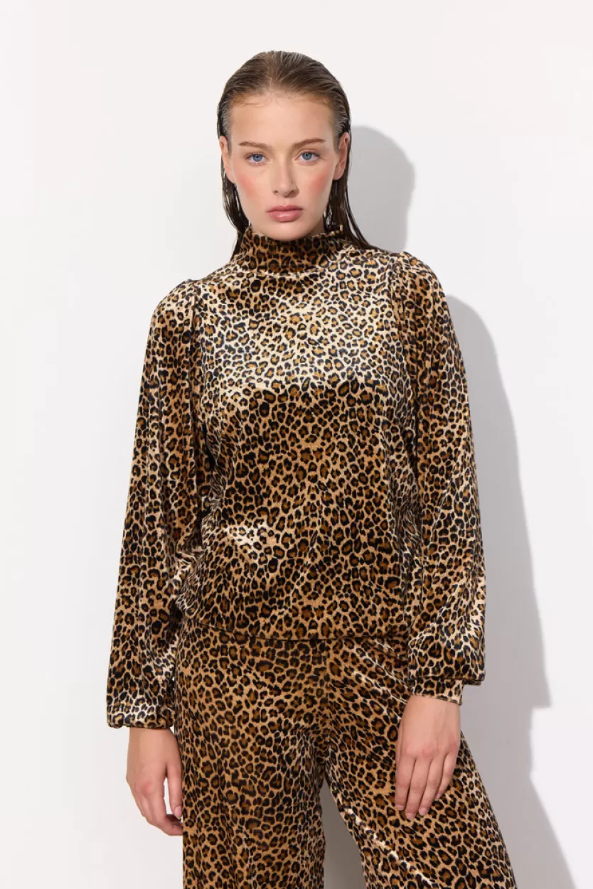 Blouses | Hunkọn Angela Velour Blouse - Leopard