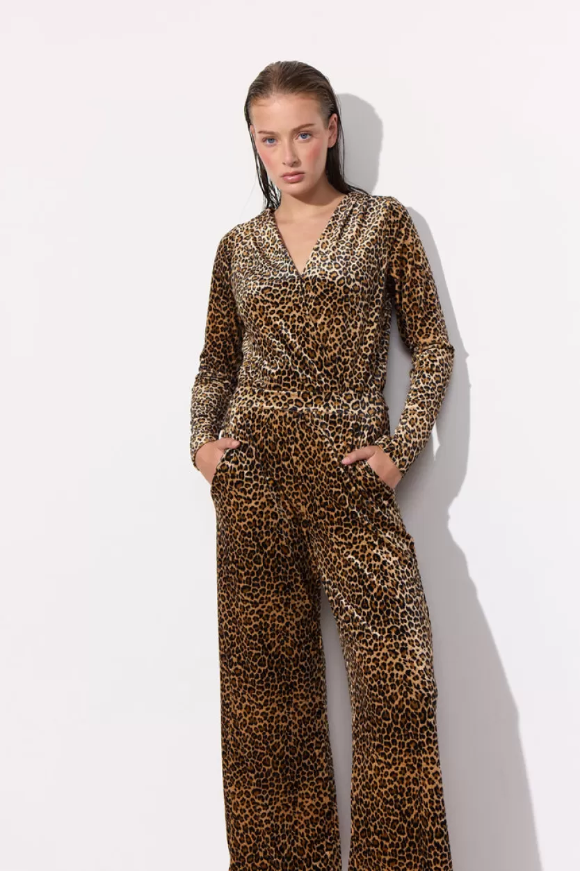 Trousers | Jumpsuits | Hunkọn Angela Velour Jumpsuit - Leopard