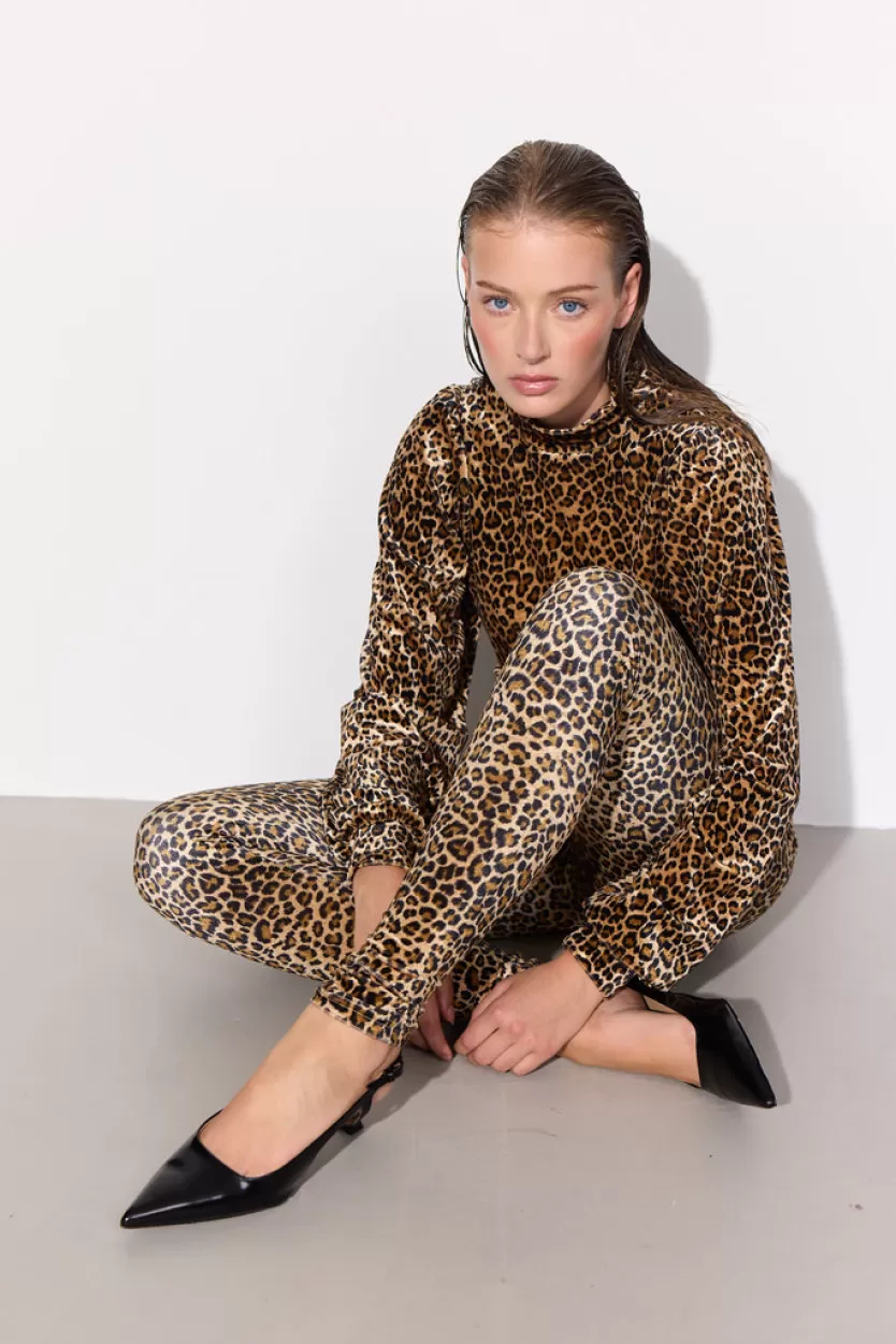 Trousers | Hunkọn Angela Velour Leggings - Leopard