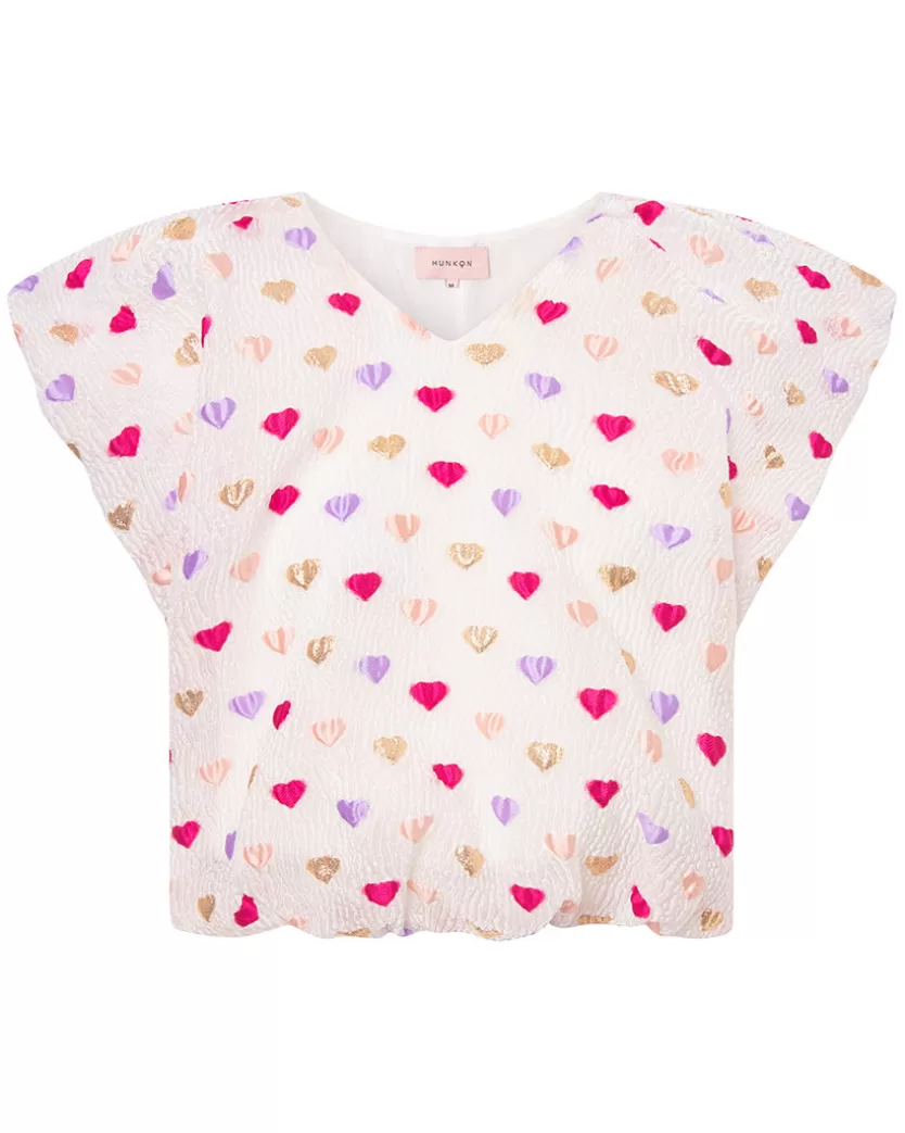 Blouses | Hunkọn Dahlia Wing Top - Pink Hearts