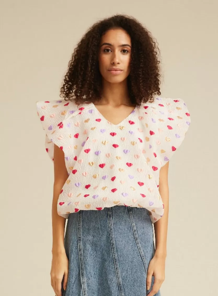 Blouses | Hunkọn Dahlia Wing Top - Pink Hearts