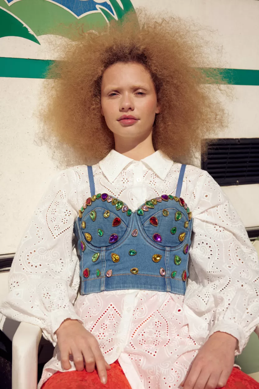 Blouses | Hunkọn Dion Corsage - Denim Blue