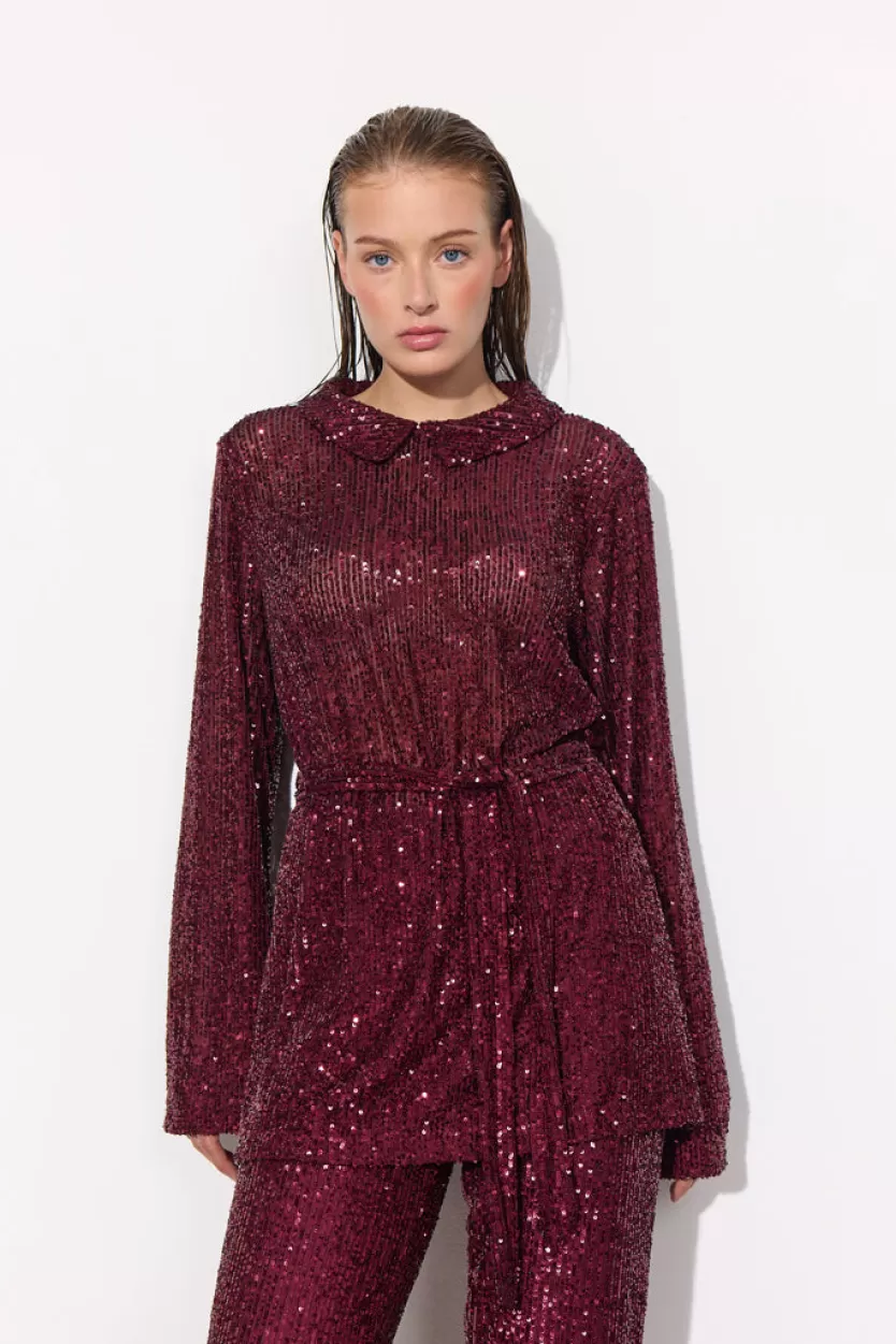 Blouses | Hunkọn Karin Sequin Blouse - Deep red