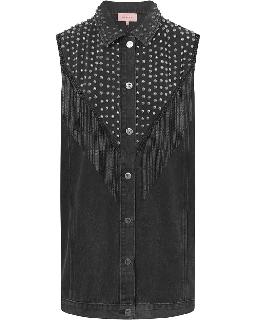 Jackets | Hunkọn Mette Denim Vest - Black