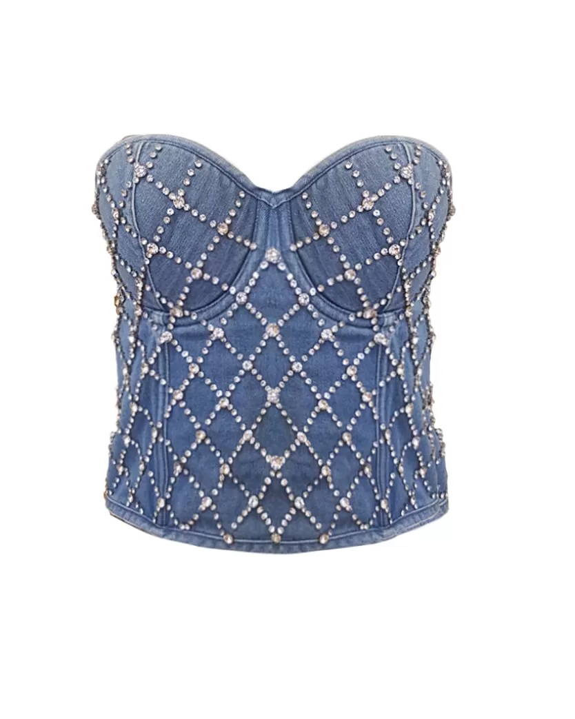 Blouses | Hunkọn Mia Corsage - Denim Blue