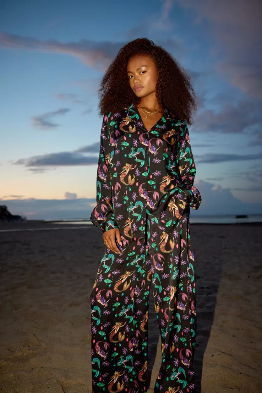 Trousers | Hunkọn Selena Trousers - Black Mermaid Art Print